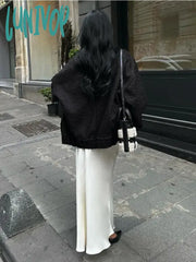 Lunivop Slim Satin Long Skirt For Women High Waist Solid Party Temperament Maxi Skirts Womens