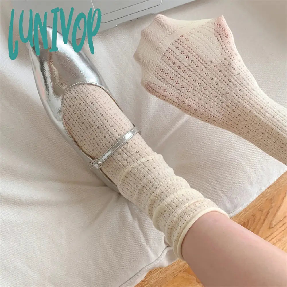 Lunivop Socks For Women Thin Summer New Candy Color Hollow Out Loose Women’s Casual Basic Sweet