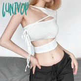 Lunivop Solid Color Simple Knitted High Elastic Crop Top Woman All-Match Summer Cool Trendy Sexy