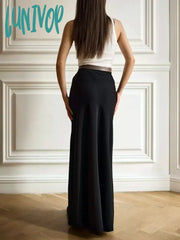 Lunivop Solid Satin Elegant Long Skirts Women 2024 New Spring Casual High Waist Slim Trumpet Skirt