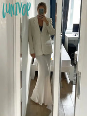 Lunivop Solid Satin Elegant Long Skirts Women 2024 New Spring Casual High Waist Slim Trumpet Skirt