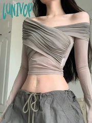 Lunivop Solid Color Perspective Simple All-Match Mature Sexy Beautiful Confident Women’s Autumn