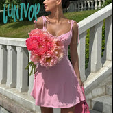 Lunivop Spaghetti Strap Sexy Backless Bandage Mini Dress Summer Holiday Women Dresses Party Club
