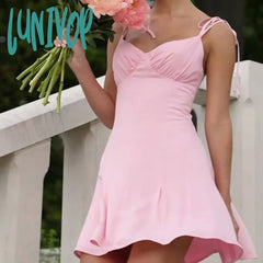 Lunivop Spaghetti Strap Sexy Backless Bandage Mini Dress Summer Holiday Women Dresses Party Club