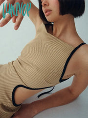 Lunivop Spaghetti Strap Sexy Backless Midi Dress Women Elegant Tie Up Bandage Club Party Sleeveless