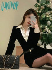 Lunivop Spring Black Elegant Dress Women Sexy Patchwork Y2K Designer Mini Female Casual Korean