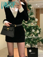 Lunivop Spring Black Elegant Dress Women Sexy Patchwork Y2K Designer Mini Female Casual Korean