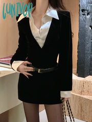 Lunivop Spring Black Elegant Dress Women Sexy Patchwork Y2K Designer Mini Female Casual Korean