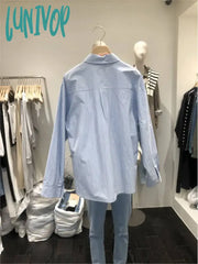 Lunivop Spring Classic Striped Shirt Women Korean Fashion Long Sleeve Single Breasted Lapel Collar