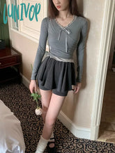 Lunivop Spring Kawaii Two Piece Skirt Set Women Lace Vintage Y2K Party Mini Suit Female Korean