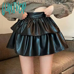 Lunivop Spring Summer Autumn Elastic High Waist Women Mini Skirt Female White Black Short Teenage