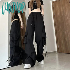 Lunivop Streetwear Cargo Pant Women Y2K Oversized Wide Leg Sweatpants Baggy Casual Joggers Bf High