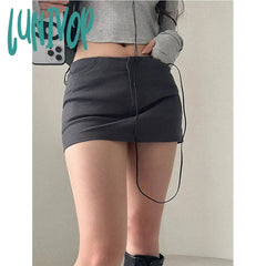 Lunivop Streetwear Mini Skirt Women Y2K Low Waist Grey Wrap Skirts Summer Harajuku Korean Fashion
