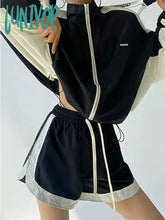 Lunivop Streetwear Sporty Zip Up Sweatshirts Women Oversized Patchwork Thin Jacket Aesthetic