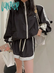 Lunivop Streetwear Sporty Zip Up Sweatshirts Women Oversized Patchwork Thin Jacket Aesthetic