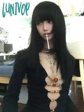 Lunivop Streetwear Y2K Aesthetic Causal T-Shirts Sexy Slim Hollow Out Beading Tshirts Harajuku