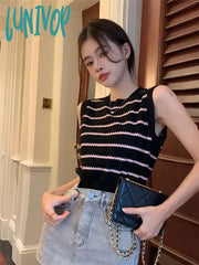 Lunivop Stripe Suspender Tops Slim Fit High Street Short Sexy Sling Vest Female Summer New