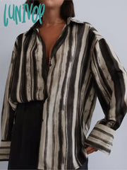 Lunivop Striped Printed Shirt 2024 Spring New Long Sleeve Single Breasted Lapel Collar Casual