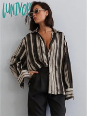 Lunivop Striped Printed Shirt 2024 Spring New Long Sleeve Single Breasted Lapel Collar Casual