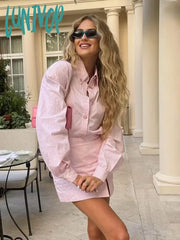 Lunivop Striped Shirt Hip Wrap Skirts Suit For Women Fashion Office Lady Long Sleeve Slim Split