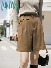 Lunivop Suit Shorts Women’s Spring And Summer High Waist Five Points Bermuda Straight Loose Thin