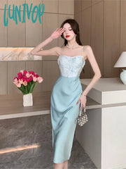 Lunivop Summer 2024 Fashion Elegant Backless Print Slip Dress Female Long Sexy Evening Party