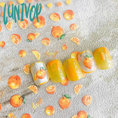 Lunivop Summer 3D Orange Strawberry Adhesive Nail Art Stickers 5D Soft Embossed Reliefs Decals