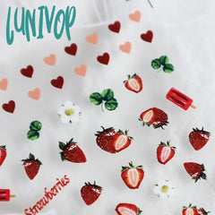 Lunivop Summer 3D Orange Strawberry Adhesive Nail Art Stickers 5D Soft Embossed Reliefs Decals