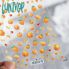 Lunivop Summer 3D Orange Strawberry Adhesive Nail Art Stickers 5D Soft Embossed Reliefs Decals