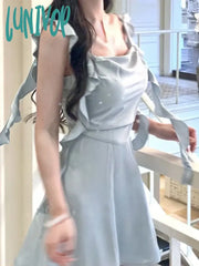 Lunivop Summer Backless Elegant Fairy Mini Dress Women Korean Fashion Strap Party Dess Female