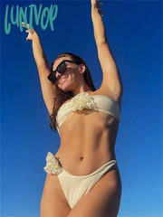 Lunivop Summer Casual Beach Outfits Women’s Swimsuit Sexy Low Waisted Bikini Tops And Mini Shorts
