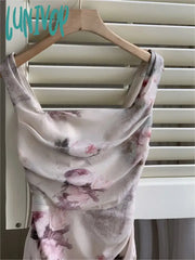 Lunivop Summer Elegant Bandage Bodycon Formal Occasion Dresses Women Vintage Floral Sleeveless