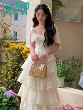 Lunivop Summer Elegant Floral Print Cake Party Dress Women Sleeveless Lace Up Princess Lady Holiday