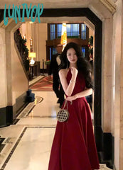 Lunivop Summer Fashion Elegant Casual Midi Party Dress Sleeveless A-Line Solid Chic Birthday Prom