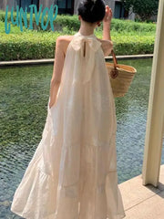 Lunivop Summer French Temperament White Bohemian Seaside Resort Style Sexy Loose Hanging Neck