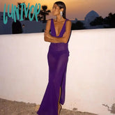 Lunivop Summer Holiday Beachwear Mesh See Through Maxi Dress Outfits For Women Sexy Backless