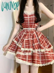 Lunivop Summer Kawaii Clothing Lolita Strap Dress Women Even Party Y2K Mini Female Casual One Piece