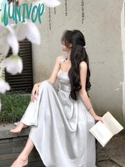 Lunivop Summer New Elegant Casual Party Mid-Length Dress Sleeveless Vintage A-Line Solid Chic Prom