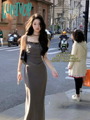 Lunivop Summer New French Elegant Lace Sex Appeal Dresses Spaghetti Straps Evening Party Prom