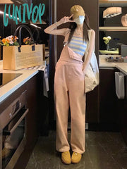 Lunivop Summer New Korean Ins Light-Colored Denim Overalls Women’s Casual High Waist Straight