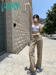 Lunivop Summer New Korean Style Solid Color Pocket Hot Girl Curling Overalls Trendy Retro Casual