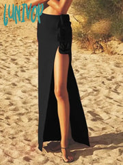 Lunivop Summer New Women Black Red Flower Bodycon Bandage Skirt 2024 Designer High Waist Party
