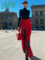 Lunivop Summer New Women Black Red Flower Bodycon Bandage Skirt 2024 Designer High Waist Party