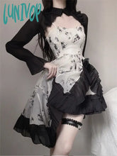 Lunivop Summer New Women Floral Party Dress Vintage 2 Pieces Sets Elagant Female Irregular Ruffles