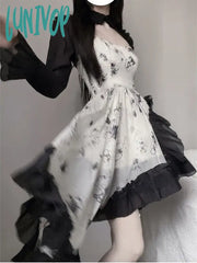 Lunivop Summer New Women Floral Party Dress Vintage 2 Pieces Sets Elagant Female Irregular Ruffles