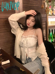 Lunivop Summer Pure Color Lace Camis Blouse Women Casual Party Elegant Sexy Crop Tops Slim Korean