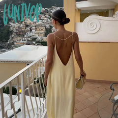 Lunivop Summer Sexy Open Back Sleeveless Slip Maxi Dress Cut Out Club Party Dresses Holiday Elegant