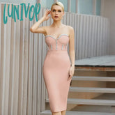 Lunivop Summer Sexy Strapless Bodycon Women Bandage Dress Elegant Beading Vestido Night Club Outfit