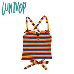 Lunivop Summer Spicy Girls Wear Rainbow Stripes Sexy Dopamine Mini Straps Women’s Sweetheart Tank