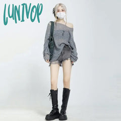 Lunivop Summer Thin Hollow Out Sweater Women Y2K Streetwear Hole Knitted Pullover Woman Fashion